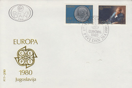 Enveloppe  FDC  1er  Jour  EUROPA    YOUGOSLAVIE   1980 - 1980