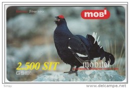 SLOVENIA  Mobil Prepaid Card  Bird, Black Grouse Rusevec Tetrao Tetrix Valid 31.12.2001 - Pájaros Cantores (Passeri)