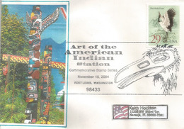 Art Of The American Indian, Fort Lewis, Etat De Washington, Special Cover Sent To Florida - Indios Americanas