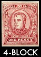 GREAT BRITAIN 1902 Emperor Napoleon 1d Red IMPERF.4.BLOCK ESSAY   [essai,Probedruck,ensayo, Saggio] - Prove & Ristampe