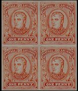 GREAT BRITAIN 1902 Emperor Napoleon 1d Orange. IMPERF.4-BLOCK ESSAY    [essai,Probedruck,ensayo,saggio,proef] - Prove & Ristampe