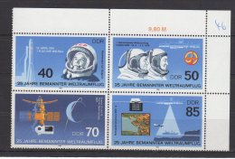 MiNr. 3005 - 3008 Deutschland Deutsche Demokratische Republik    1986, 25. März. 25 Jahre Bemannter Weltraumflug. - 1981-1990