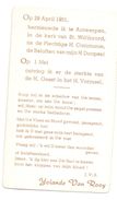 Devotie - Devotion - Communie Communion - Yolande Van Rooy - Antwerpen Anvers 1951 - Communion