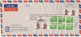 India Air Mail Cover Sent To USA With Topic Stamps - Airmail