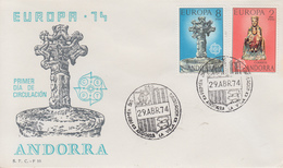 Enveloppe  FDC  1er  Jour   ANDORRE     Paire    EUROPA     1974 - Autres & Non Classés