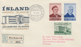 Enveloppe   Recommandée  FDC  1er  Jour     ISLANDE    Cinquantenaire  De  L' Université   1961 - FDC