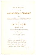Devotie - Devotion - Communie Communion - Betty Ooms - Turnhout 1955 - Comunioni