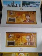 Singapore   "Just Issued"  50 Dollars  "Commemorative Issue With BRUNEI 50 "  FOLDER   2017    Pnew   UNC - Singapur