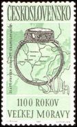 Czechoslovakia / Stamps (1963) 1316: 1100th Anniversary Of Great Moravia (ring And Map); Painter: Ludmila Jirincova - Archaeology