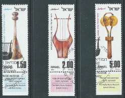 1977 ISRAELE USATO STRUMENTI MUSICALI CON APPENDICE - T11-4 - Used Stamps (with Tabs)