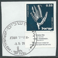 1973 ISRAELE USATO OLOCAUSTO CON APPENDICE - T11-8 - Oblitérés (avec Tabs)