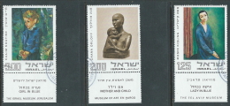 1974 ISRAELE USATO DIPINTI E SCULTURE CON APPENDICE - T11-4 - Used Stamps (with Tabs)
