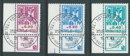 1983 ISRAELE USATO LE SETTE SPECIE TRE VALORI CON APPENDICE - T13-2 - Used Stamps (with Tabs)