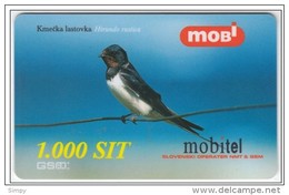 SLOVENIA Prepaid Phonecard Bird, Lastovica Hirundo Rustica 31.12.2001 - Zangvogels