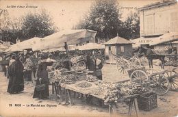 D6296 "NIZZA - LE MARCHE AUX OIGNONS "   ANIMATA,CAVALLO.  CART SPED 1908 - Szenen (Vieux-Nice)