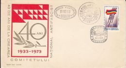 5724FM- NATIONAL ANTIFASCISM COMMITTEE, COVER FDC, 1973, ROMANIA - FDC