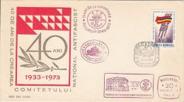 5725FM- NATIONAL ANTIFASCISM COMMITTEE, COVER FDC, 1973, ROMANIA - FDC