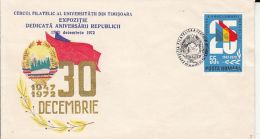 5729FM- ROMANIAN REPUBLIC ANNIVERSARY, SPECIAL COVER, 1972, ROMANIA - Briefe U. Dokumente