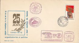 5732FM- ROMANIAN WORKERS ORGANIZATIONS, TRADE UNION, COVER FDC, 1973, ROMANIA - FDC