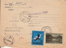 64436- ATHLETICS, TUSNAD RESORT, STAMPS ON COURTHOUSE NOTIFICATION, 1958, ROMANIA - Covers & Documents