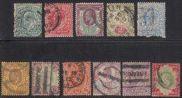 Great Britain 1902-10 Cancelled, Sc# , SG 215,219,221,225,230,234,235,241,242,245,257a - Used Stamps