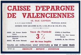 Buvard - CAISSE D´EPARGNE ET DE PREVOYANCE De Valenciennes - Taux De L´interet 3% - Ecriture Rouge - Bank & Insurance