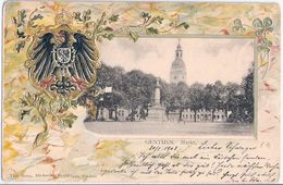 GENTHIN Markt Patriotika Aufwändige Gold Prägedruck Lithokarte Wappen 30,1.1903 Gelaufen - Genthin