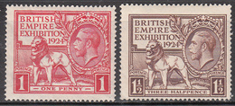 GREAT BRITAIN       SCOTT NO. 185-86       MINT HINGED      YEAR   1924 - Unused Stamps