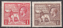 GREAT BRITAIN       SCOTT NO. 203-4       MINT HINGED      YEAR   1925 - Unused Stamps