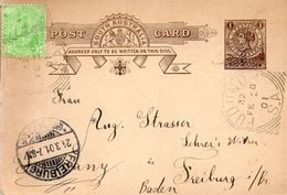South Australia,postal Stationery QV,HG#3,sent From Fudund,20.02.1901 To Germany,Freiburg,24.03.1901,as Scan - Cartas & Documentos