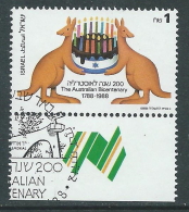 1988 ISRAELE USATO BICENTENARIO AUSTRALIA CON APPENDICE - T13-9 - Gebruikt (met Tabs)