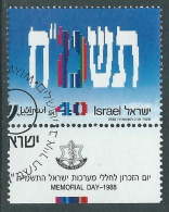 1988 ISRAELE USATO ANNIVERSARIO INDIPENDENZA CON APPENDICE - T14 - Oblitérés (avec Tabs)