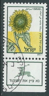 1988 ISRAELE USATO USO INTERNO GIRASOLE CON APPENDICE - T14-4 - Used Stamps (with Tabs)