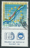 1992 ISRAELE USATO GIORNATA DELLA FILATELIA CON APPENDICE - T14-8 - Gebruikt (met Tabs)