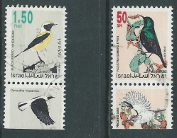 1993 ISRAELE USATO UCCELLI 2 VALORI CON APPENDICE - T14-9 - Used Stamps (with Tabs)