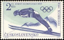 Czechoslovakia / Stamps (1964) 1355: IX. Winter Olympics Innsbruck (Ski Jump); Painter: Anna Podzemna - Winter 1964: Innsbruck