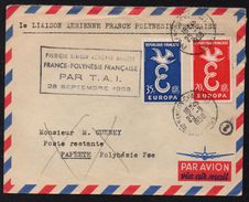 PREMIER VOL FRANCE - POLYNESIE / 1958 LETTRE DE BESANCON POUR PAPEETE - FFC - FIRST FLIGHT COVER (ref 7576c) - Storia Postale