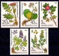 USSR Russia 1985 Protected Plants Siberia Plant Flowers Flower Nature Herbs Health Medical Stamps Michel 5528-5532 - Colecciones