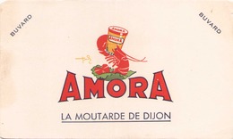 France Buvard Moutarde Amora ( Pliure, Auréole ) 20 Cm X 12,5 Cm - Moutardes