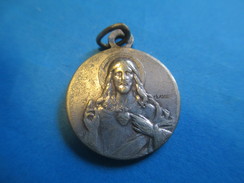 Petite Médaille Religieuse Ancienne/Coeur Du Christ Et Vierge à L'enfant/LASSE/Début XXéme Siécle                CAN425 - Religion & Esotericism
