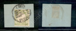 1861 - Mezzo Tornese Verde Giallo (17e) Su Frammento (550) - Autres & Non Classés