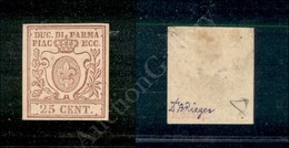 1857 - 25 Cent Bruno Lilla (10) - Molto Bello - Diena + Cert. AG (1.400) - Autres & Non Classés