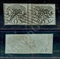 1852 - Coppia Del 1 Baj Verde Grigiastro (2) Con Interspazio Di Gruppo Al Centro (500) - Autres & Non Classés