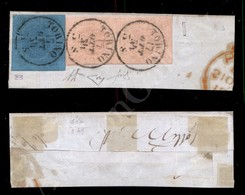 1853 - 20 Cent Azzurro (5) Angolo Di Foglio + Coppia Verticale Del 40 Cent Rosa (6a) Su Frammento Da Torino Del 17.10.54 - Autres & Non Classés