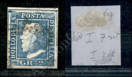 1859 - 2 Grana Azzurro (6 - I Tavola - Ritocco 7) Su Frammento - Molto Bello (600) - Sonstige & Ohne Zuordnung