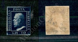 1859 - 10 Grana Azzurro Cupo (12) - Nuovo Con Gomma - Perfetto - Oliva + Diena (1.650) - Autres & Non Classés