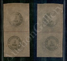 1854 - Coppia Verticale Del 2 Soldi (1d - Segnatasse) Gommata Solo Al Recto (900+) - Autres & Non Classés