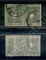 1860 - Coppia 5 Cent Verde (18) Con Ottimi Margini - Diena (800) - Autres & Non Classés
