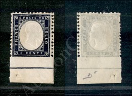 1862 - 20 Cent Indaco (2l) Non Dentellato In Basso Con Bordo Integrale - Gomma Integra - Cert. AG (750) - Sonstige & Ohne Zuordnung