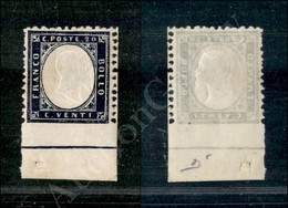 1862 - 20 Cent Indaco (2l) Non Dentellato In Basso Con Bordo Integrale - Gomma Integra - Cert. AG (750) - Otros & Sin Clasificación